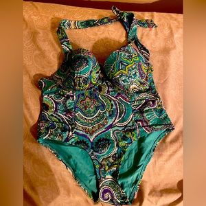 Aerie halter bikini top high waist bottoms EUC